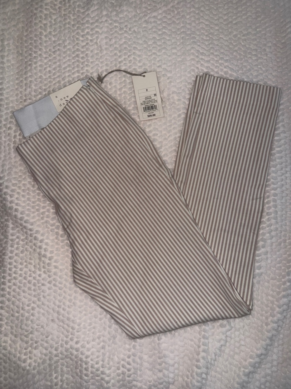 Women’s Beige Striped Dress Pants - A New Day